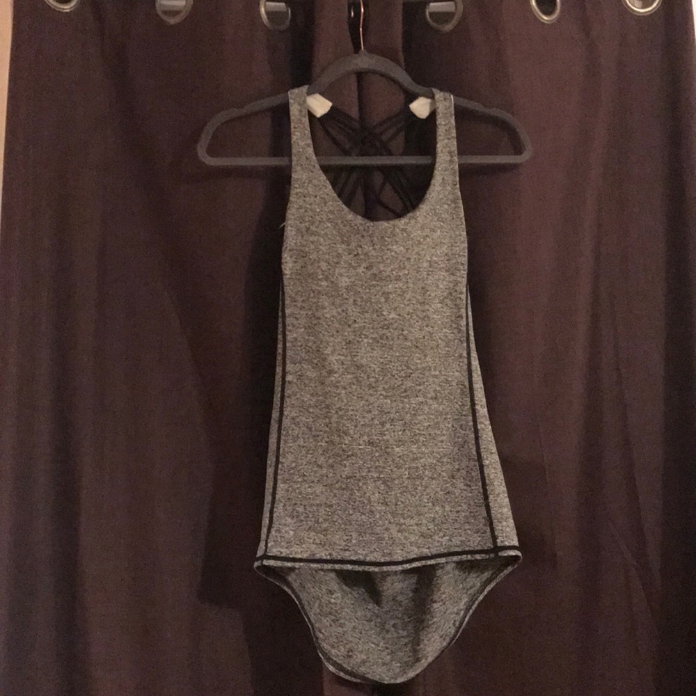 Black and White strappy Low back sports bra
